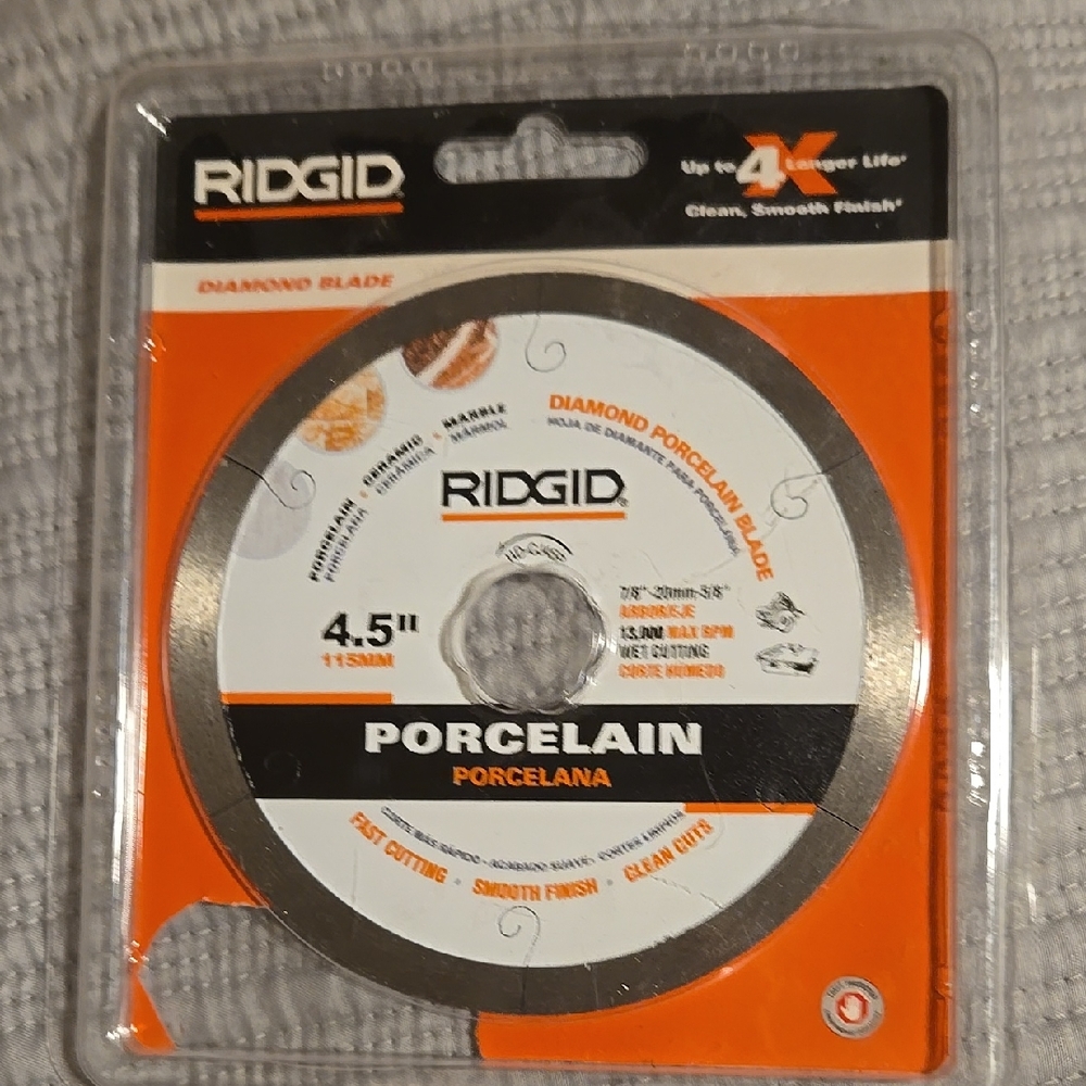 4.5" Diamond Blade for Porcelain - Silver and Orange